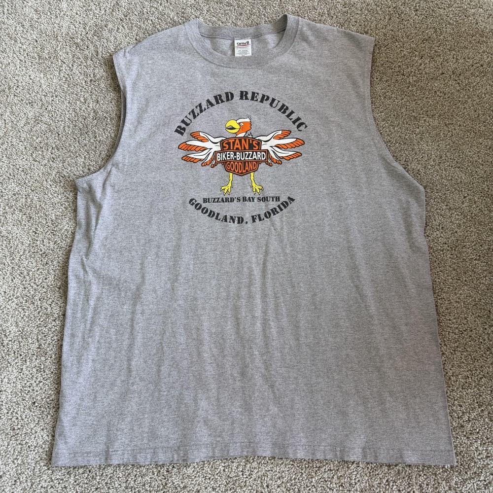 Buzzard Republic Stan's Goodland Florida Tank Top Mens 2XL Gray Biker Shirt